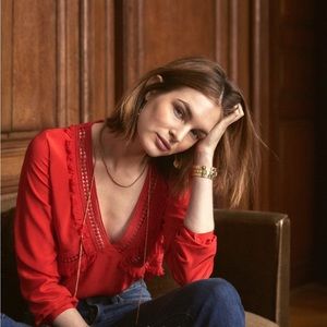 Sezane Zora silk blouse size 34 NWT